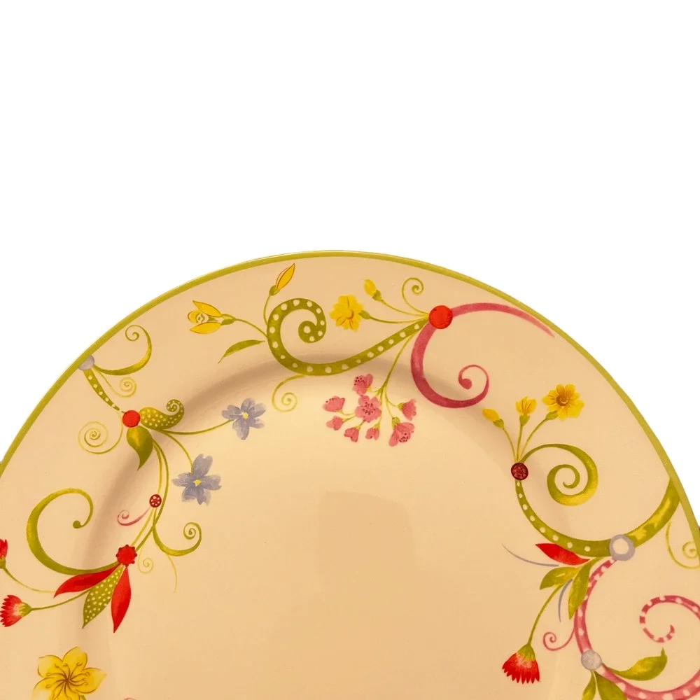 Pier 1 Lyda Dinner Plate Floral Scroll Dolomite‎ China 10.75”